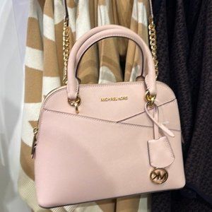 Michael Kors Jet Set Travel Medium Leather Dome Satchel Powder Blush